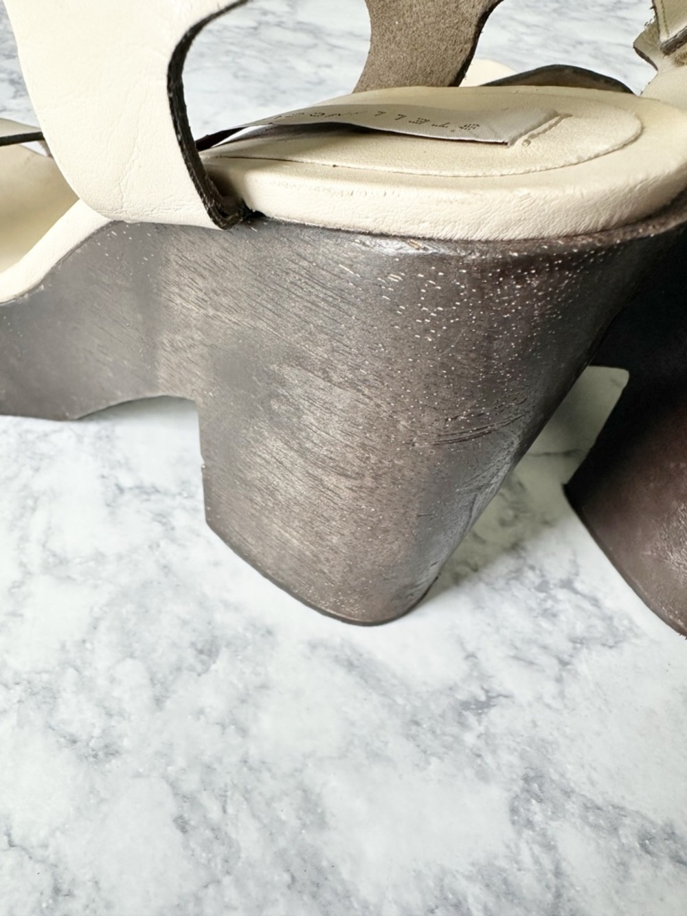 Stella McCartney Beige Chunky Wooden Platform Sandals - Picture 10 of 12
